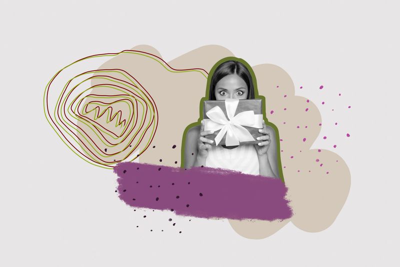 Full 3d art collage of happy girl guy speak spiral hoax brainwash puppet social media fake news propaganda disinformation.