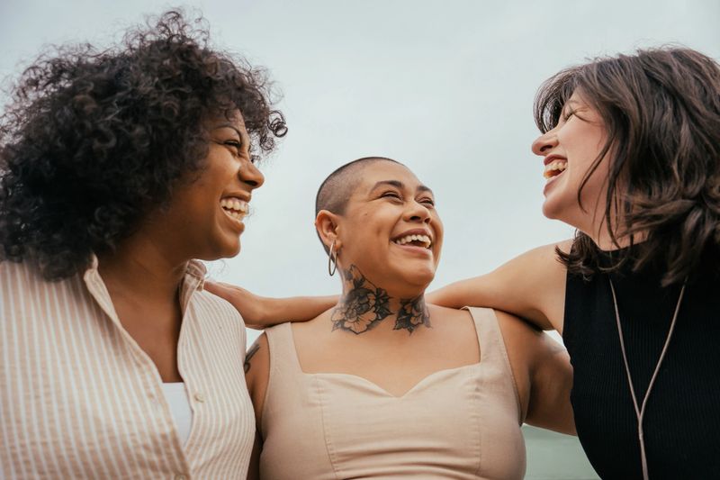 Female friends socializing with each other