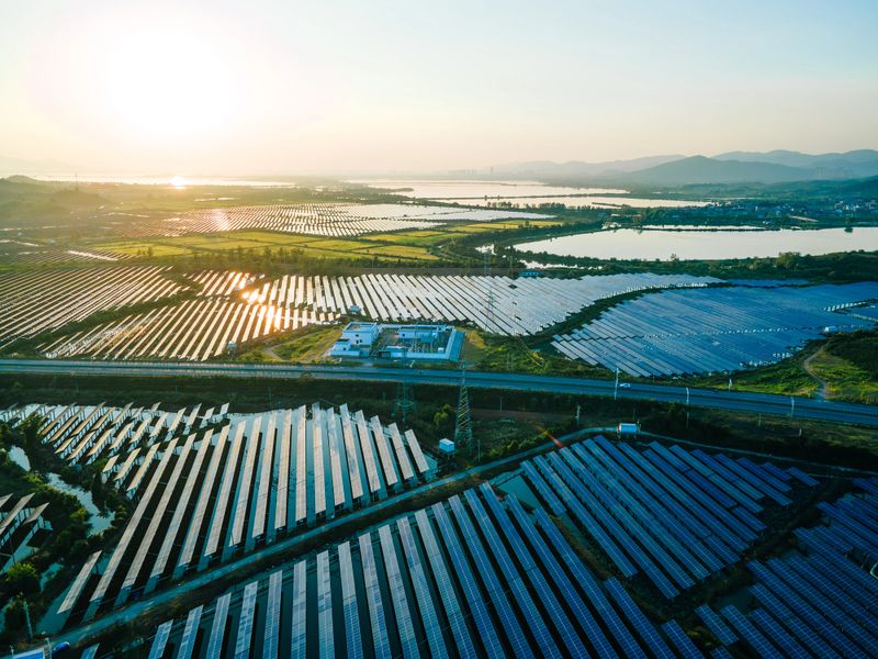 A clean solar energy installation showcasing advanced panels and military-grade storage solutions.