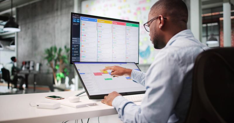 Time Management Project: Agile Scrum Calendar On Office Screen