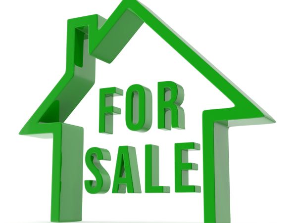 Green house outline with 'For Sale' text inside.