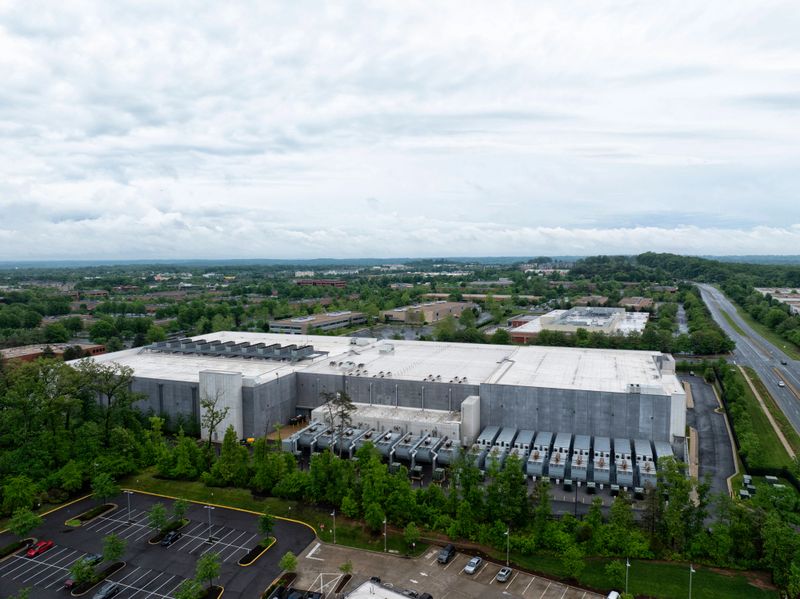 Aerial view of data centers in Sterling, Virginia.