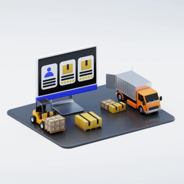 Cargo management with forklift and truck.