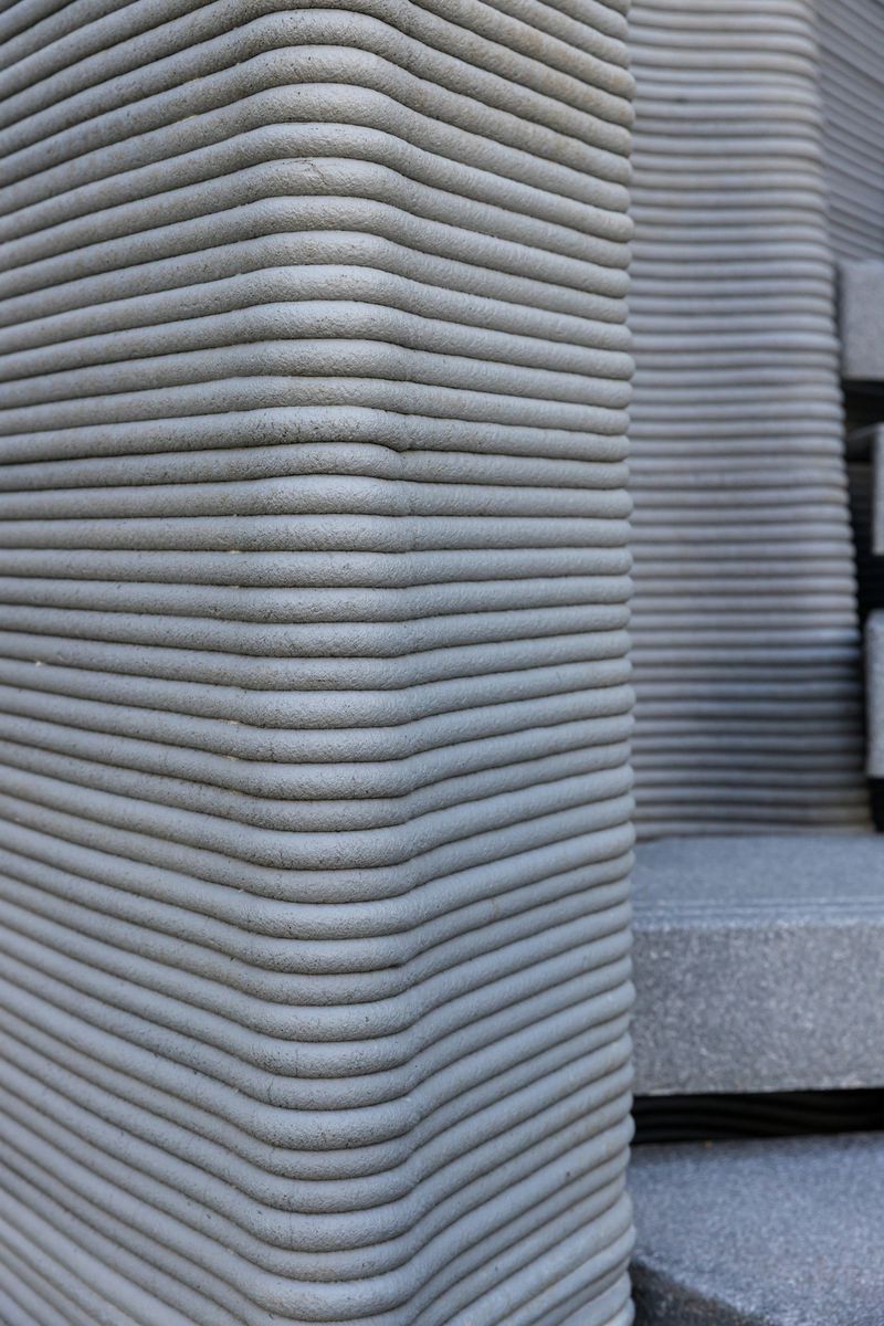 3D Printed concrete texture. architectural background. modern construction of 3D houses. printed house using a 3D printer