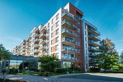 Exterior of a multi-unit condo building