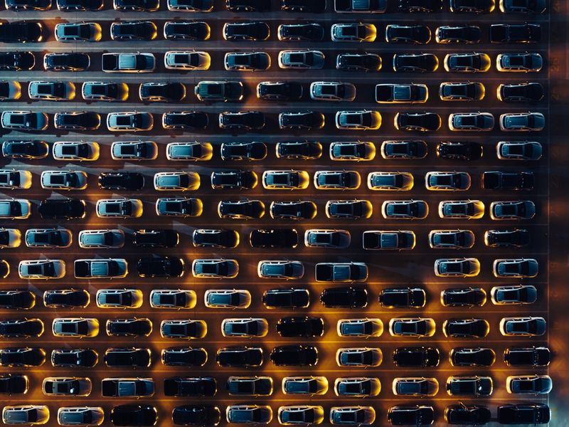 Aerial View of Cars Undergoing Various Technical Tests at Night