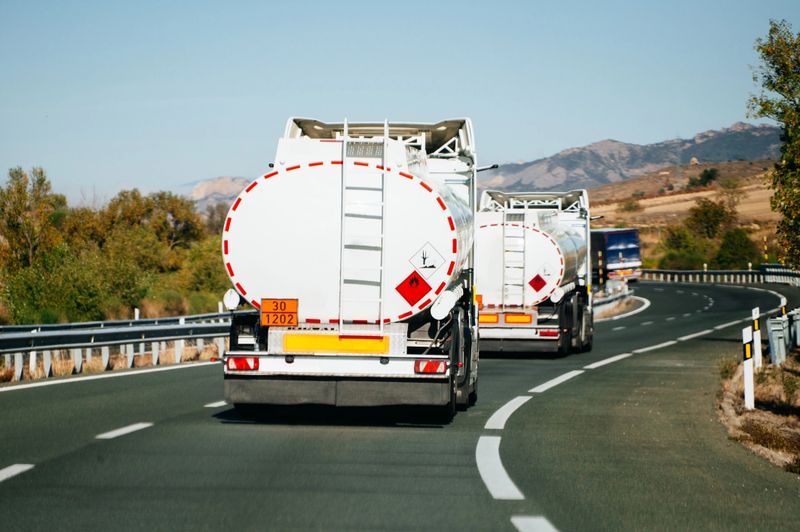 Tanker trucks transporting fuel on a highway