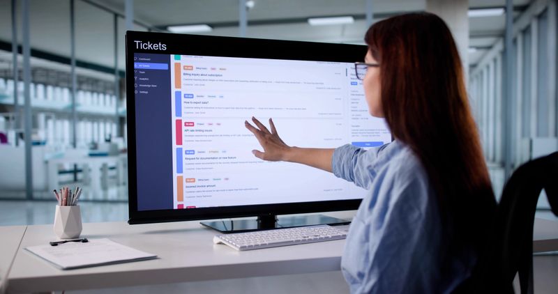 Tech-Savvy Woman Monitoring Website Security For Remote Computer Support Company.