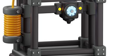 Close-up of a 3D printer nozzle and frame.