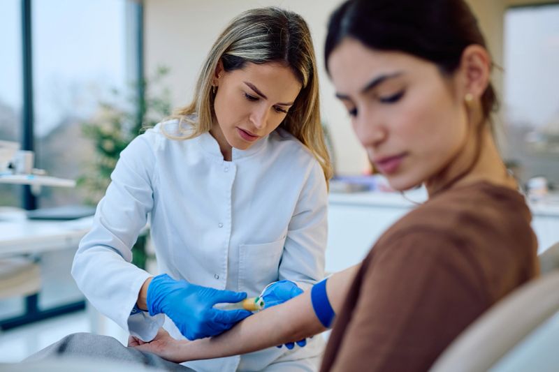 Medical professional performing a blood draw