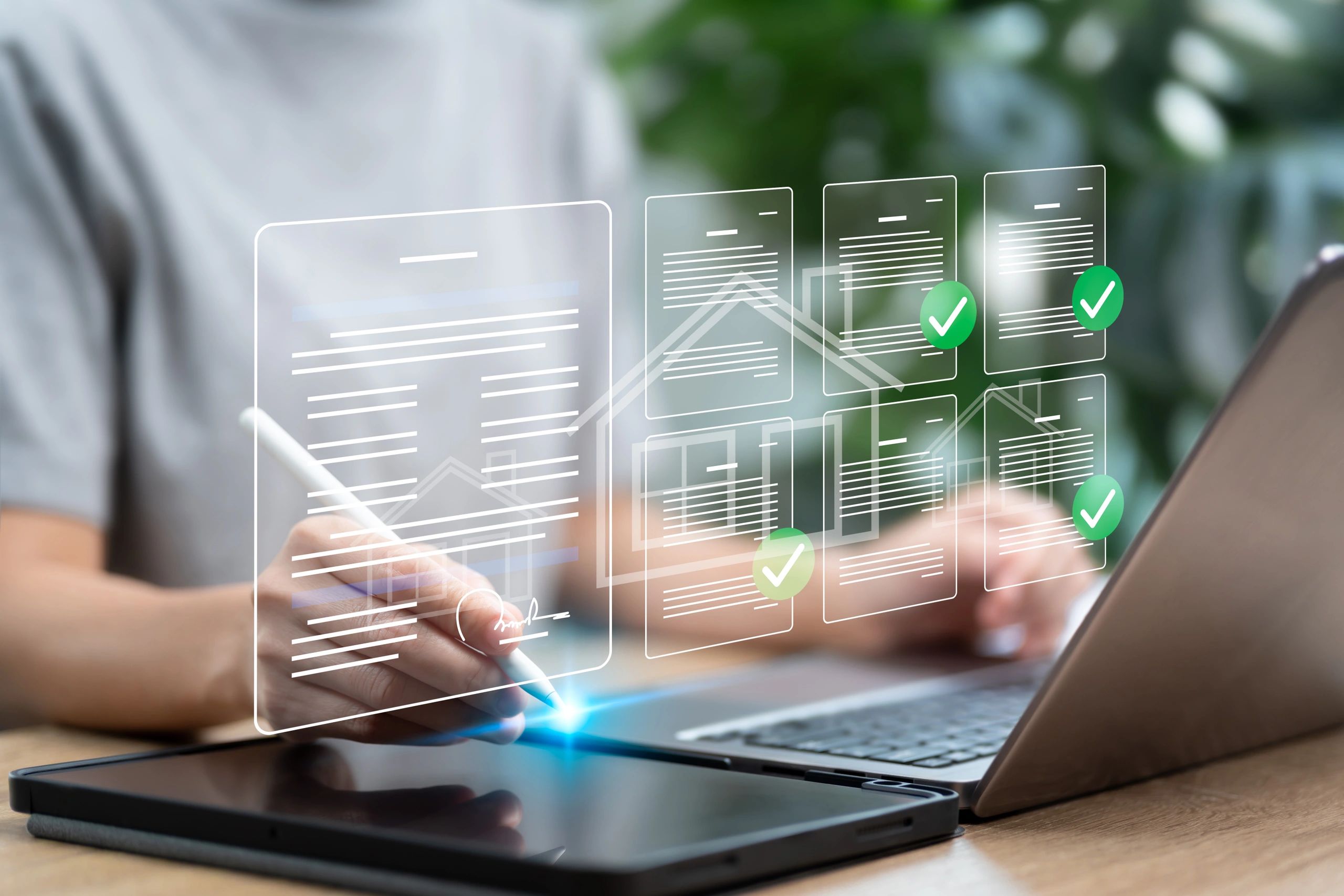 Happy family of four enjoying view from balcony on a sunny day.