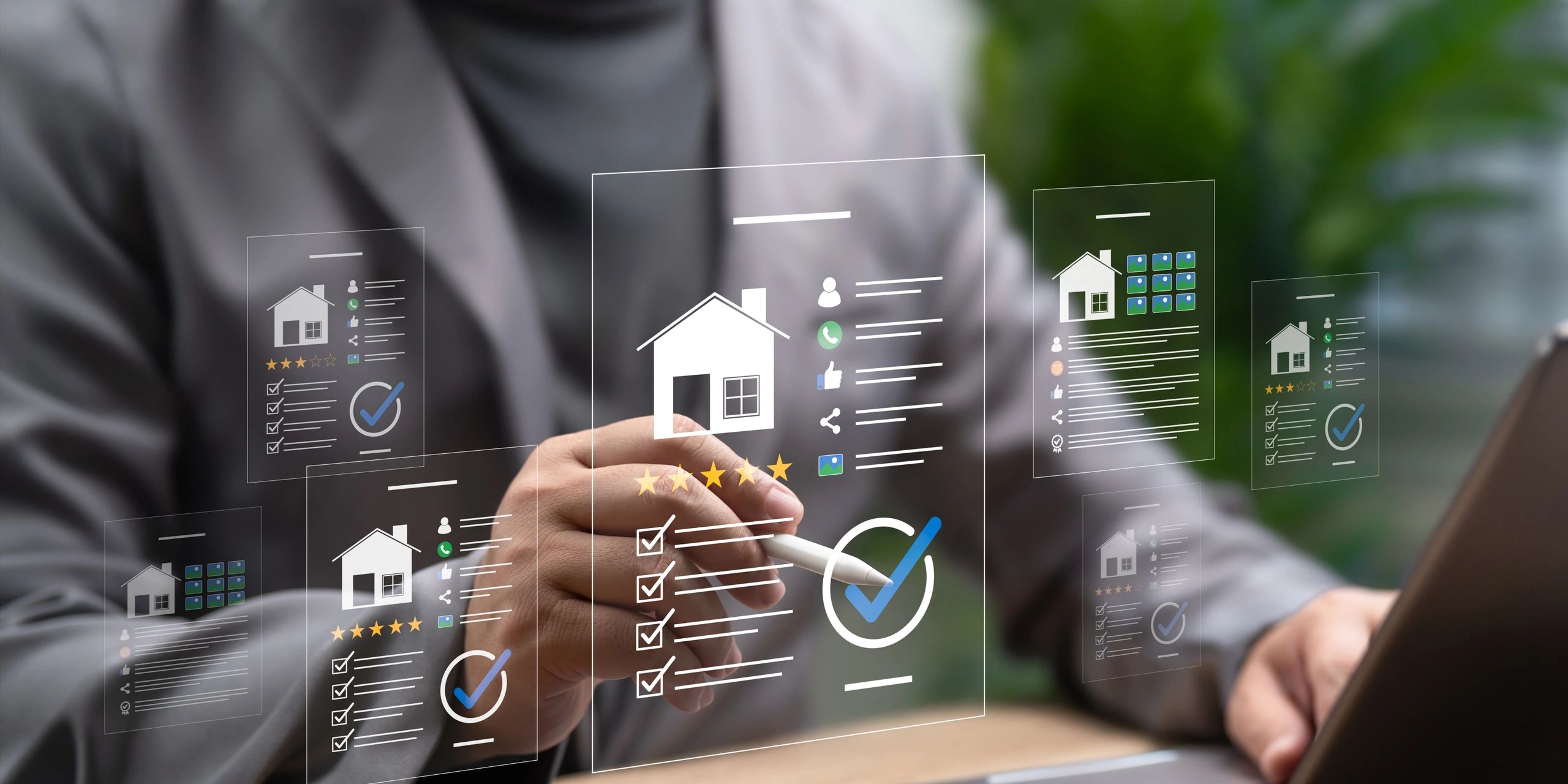 Person reviewing real estate data on a digital interface.