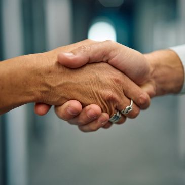 Handshake between two individuals showing mutual agreement.