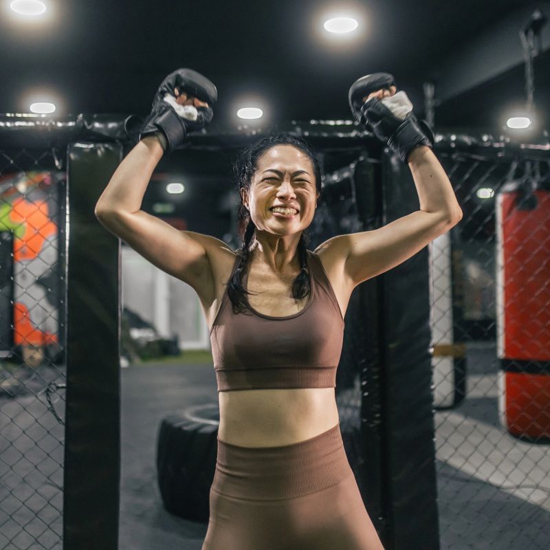 emotional celebration after victory in the ring