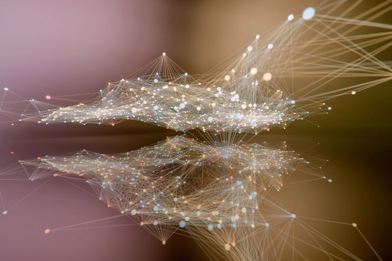 Abstract particles background. 3D generated image.