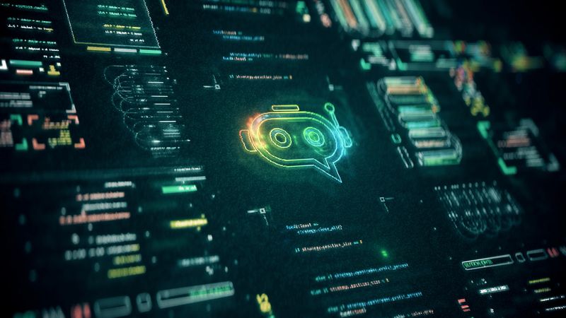 AI Chatbot on Digital Screen With Running Codes and Technological Processes. Live Chat Support and Assistance.