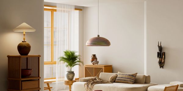 Cozy living room with neutral decor and natural light.