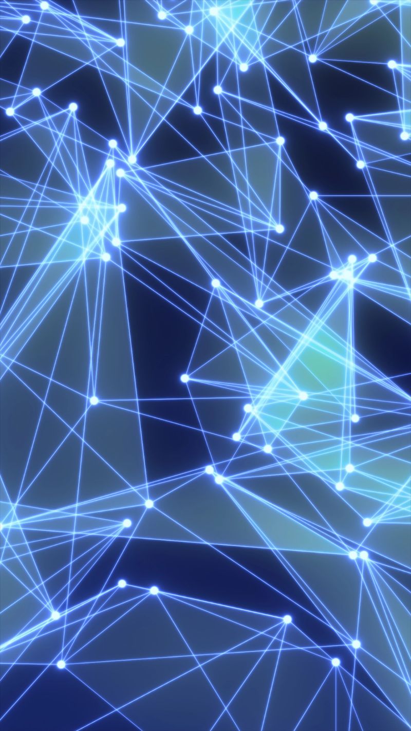 Abstract glowing blue network of connected nodes on a dark background.