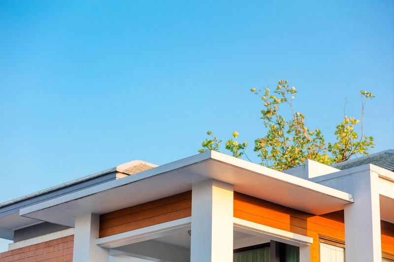 Rooftop and roof detail of modern thai home   in residential district of Bangkok Ladprao