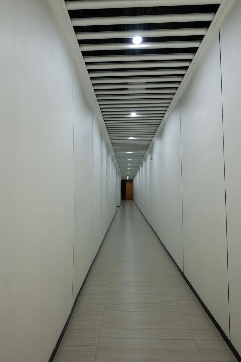 The interior aisle of the church