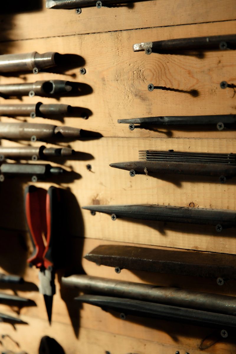 Garage workstation for classic car repair. Father's Day concept. Workspace organization.