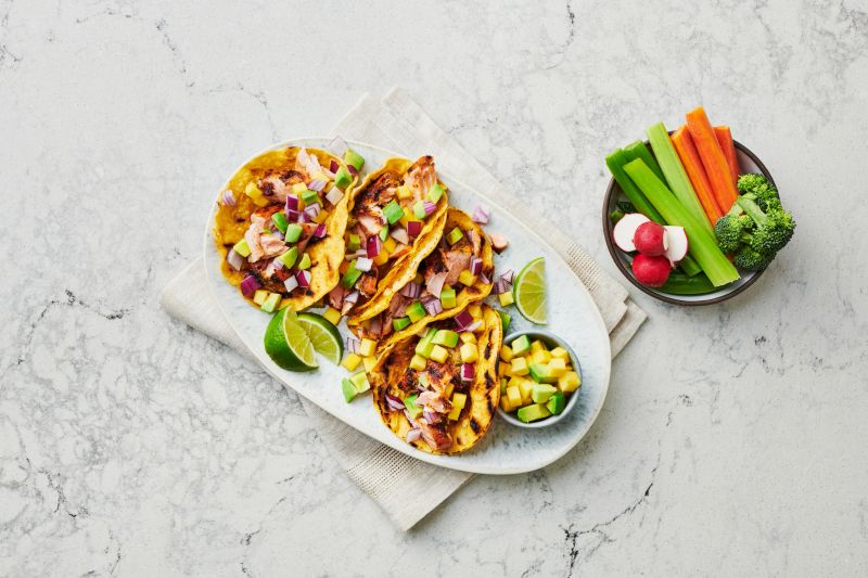 Fish Tacos with a Mango and Avocado Salsa