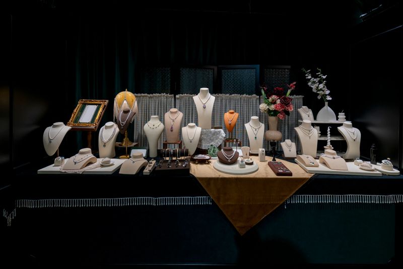 Jewelry displayed at the jewelry store booth