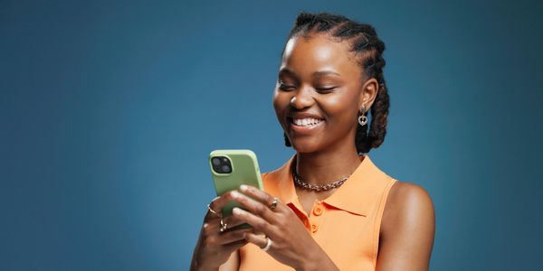 Customer using phone to buy product