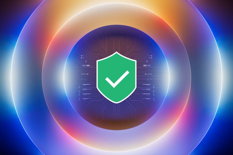 Glowing security shield and checkmark icon, symbolizing cybersecurity, data protection, encryption, and safe digital operations in a connected world.