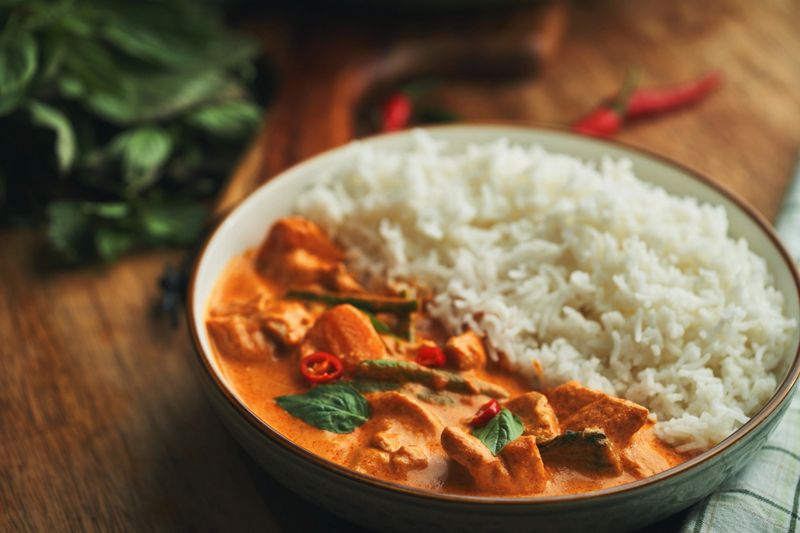 Thai Red Curry Served with Basmati Rice