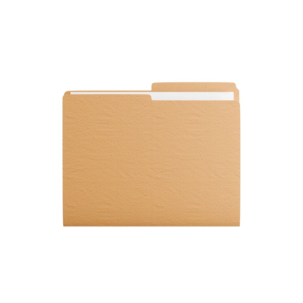 A closed manila file folder with a white label tab.