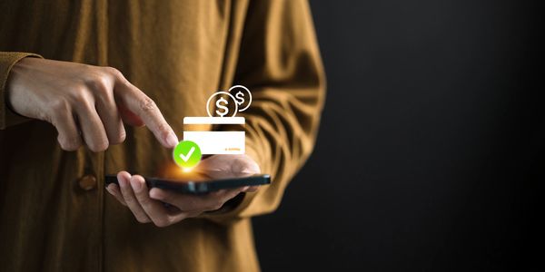 Person making an online payment using a smartphone.