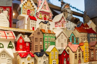 Elegant holiday village scene with bridges
