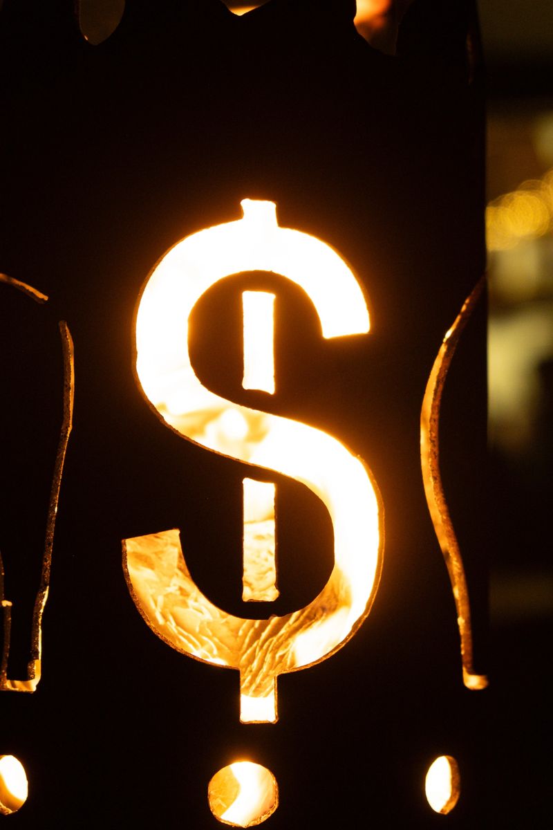 Money and Inflation Concept. Burning Cash Symbolism in a Fire Pit