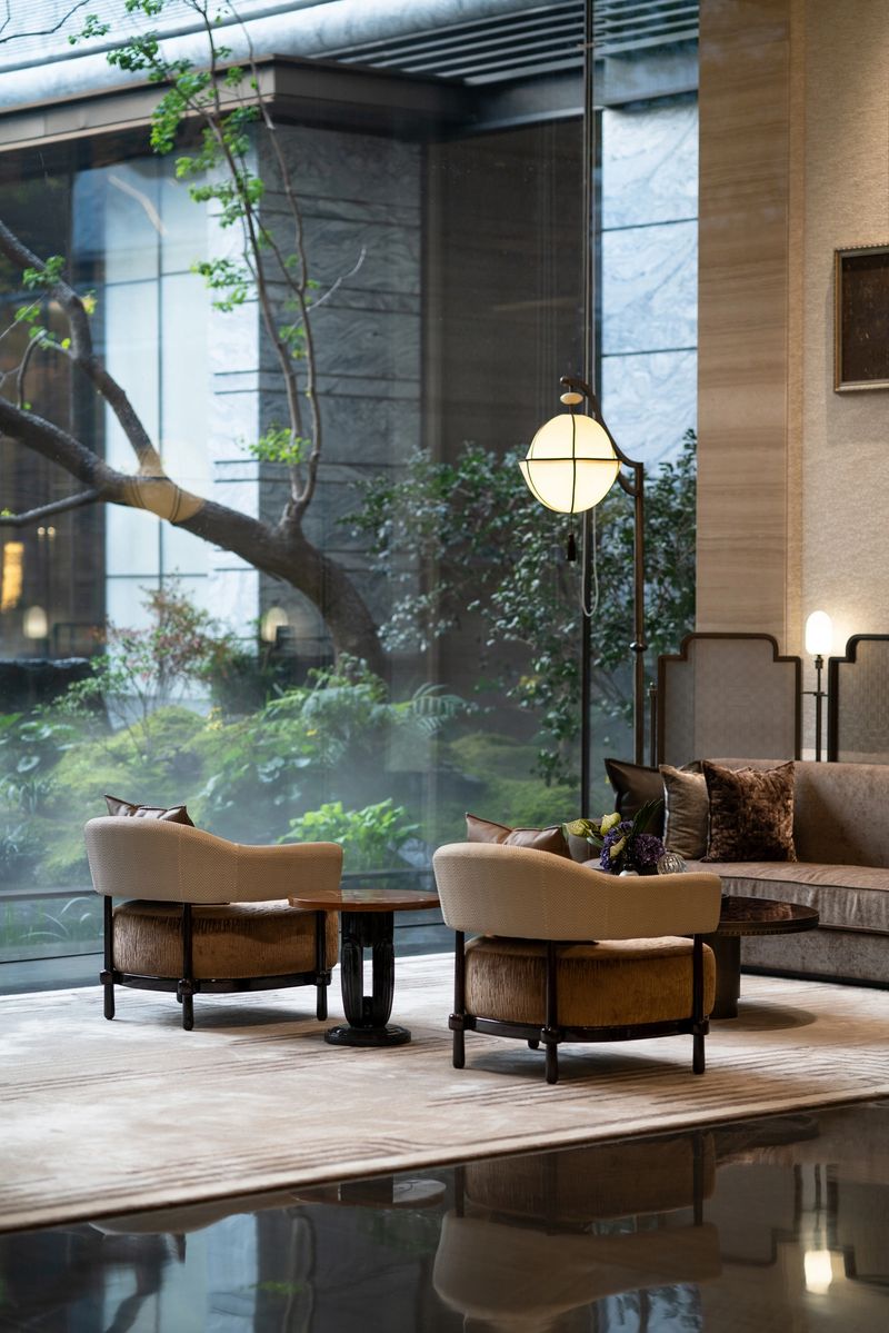 Cozy armchairs in elegant lounge