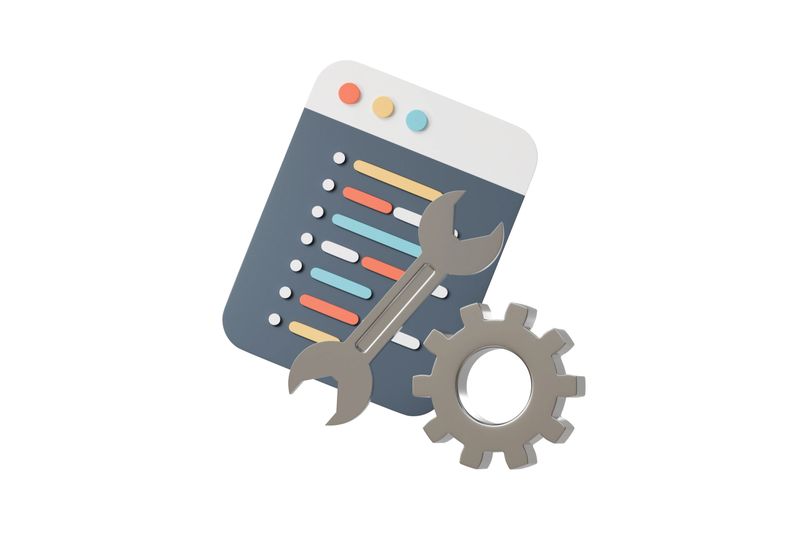 3d website maintenance with wrench and gear icon. configuration setup concept. Minimal cartoon gear wrench tools for app ui banner. isolated on white background. 3d render.