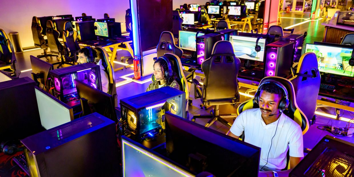 City skyline arcade with gaming, pool, bar, and more!