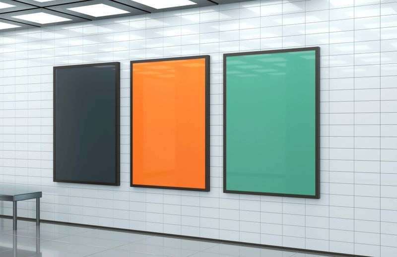 3 Empty Colorful Billboard On The Subway