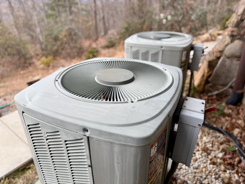 Home Air Heat Pumps - Heat Pump Compressors on Raised Platform - AC Cooling