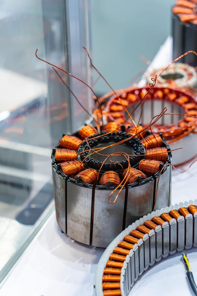 copper coils inside electric motor,Rotor of electric motor with Robotic and Automation system control application in factory
