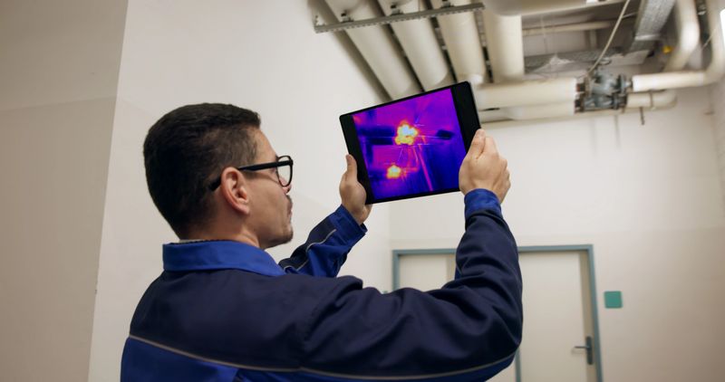 Consultants conducting an energy audit at a commercial facility