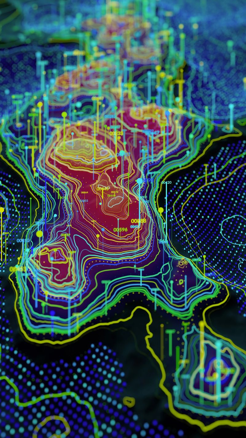 A vibrant abstract visualization of a brain formed by neon contour lines and digital data points, symbolizing AI, analytics, and technology-driven insights in science and innovation.