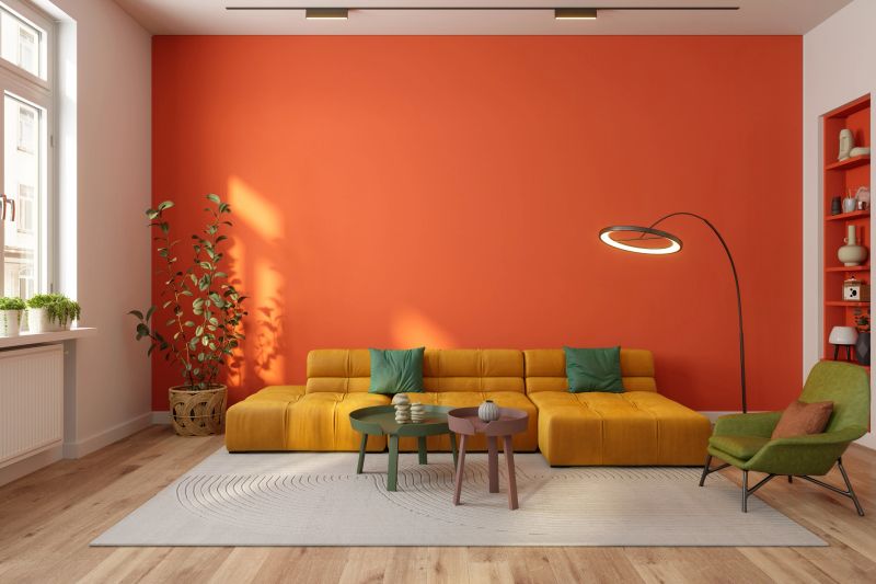 Stylish Modern Living Room Featuring Warm Tones and Minimalist Design