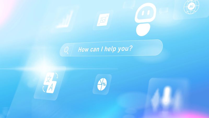 A person engages with an AI interface that prompts for help in a digital setting.