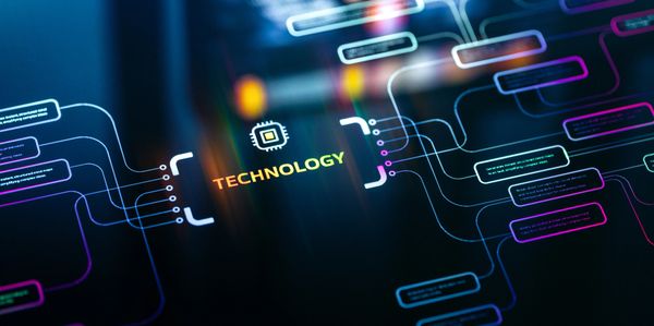 Futuristic digital interface highlighting technology concepts and connections.