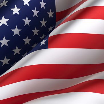 Close-up of the American flag with stars and stripes.