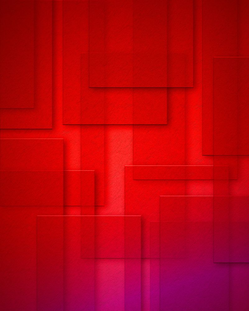 Creative abstract background featuring vibrant red overlapping rectangles with a subtle paper texture and dark purple gradient at the bottom for modern design projects