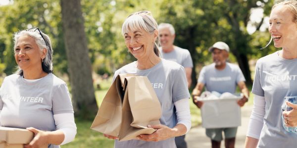 Volunteers engaging in community service.