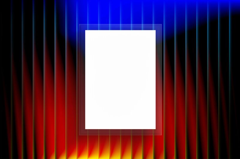 Blank vertical poster mockup with abstract light motion effect on dark background. Concept advertising design, branding presentation, creative promotion and contemporary visual communication.