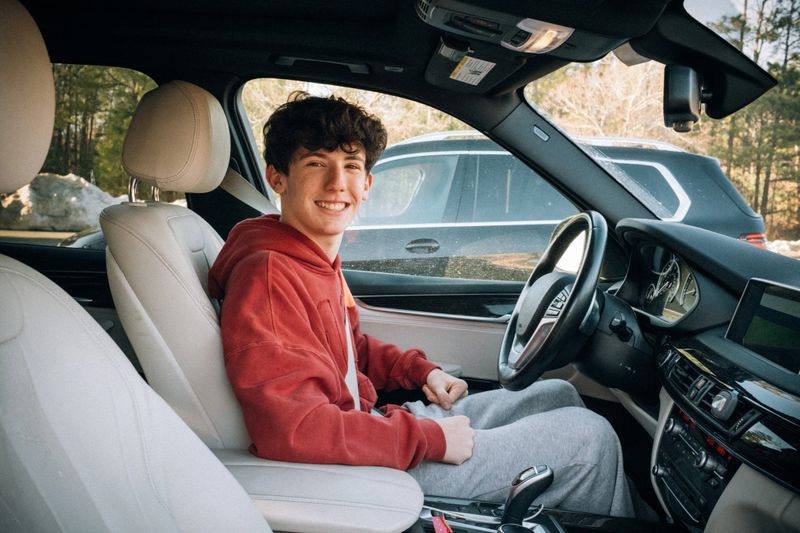 Teenager boy during driver training